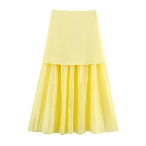 Faldas largas de retazos para mujer, plisadas, de punto, entalladas, Blanco leche., S