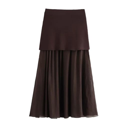 Faldas largas de retazos para mujer, plisadas, de punto, entalladas, Blanco leche., S