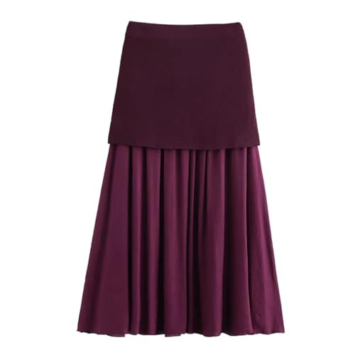 Faldas largas de retazos para mujer, plisadas, de punto, entalladas, Blanco leche., S