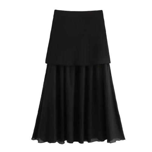 Faldas largas de retazos para mujer, plisadas, de punto, entalladas, Blanco leche., S
