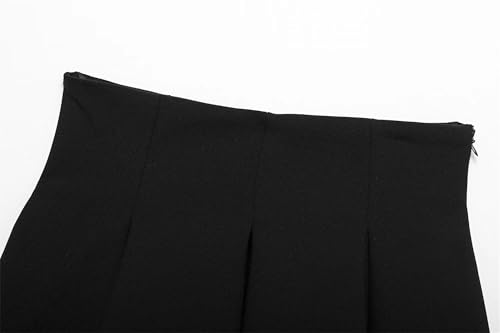 Conjunto de chaleco y falda ajustados para mujer, minifalda plisada con cremallera, Falda negra, 3XS