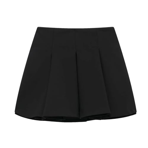 Conjunto de chaleco y falda ajustados para mujer, minifalda plisada con cremallera, Falda negra, 3XS