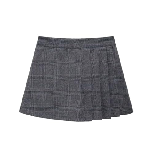 Falda plisada de cintura alta para mujer, estilo casual, simple, básica, Gris9, S