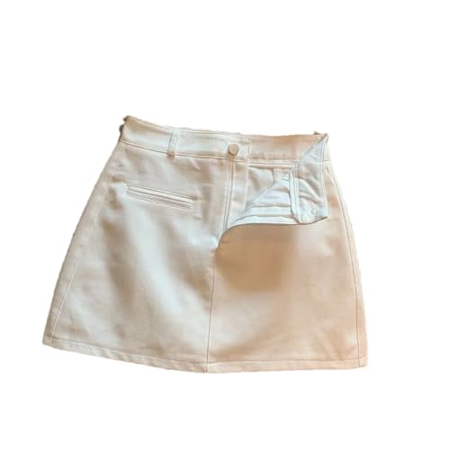 Falda acampanada de cintura alta para mujer, color liso, falda de calle delgada, blanco, M
